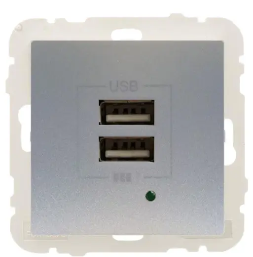 Розетка Logus 45439 TAL USB Charger type «A» 2А (алюминий) Розетка Logus 45439 TAL USB Charger type «A» 2А (алюминий)