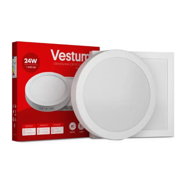 Накладний квадратний світильник Vestum 1-VS-5405 24Вт 4000K - фото №1