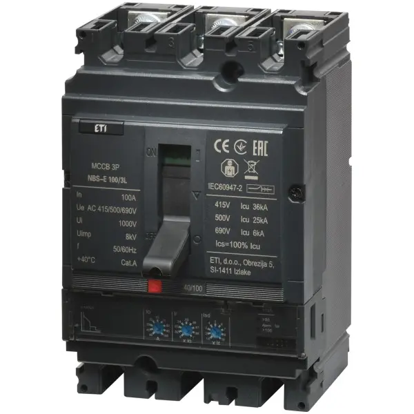 Корпусний автоматичний вимикач ETI NBS-E 250/3L 3P 250A 36кА (4673079) Корпусний автоматичний вимикач ETI NBS-E 250/3L 3P 250A 36кА (4673079)