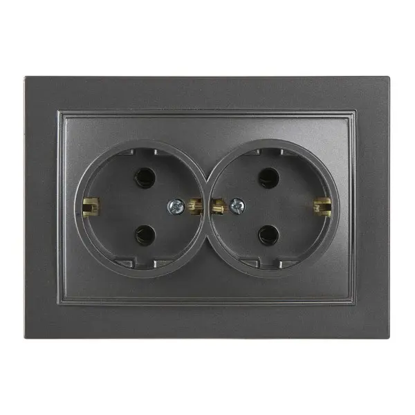 Розетка Nilson Thor антрацит 2-на з заземленням ( 27161025 )