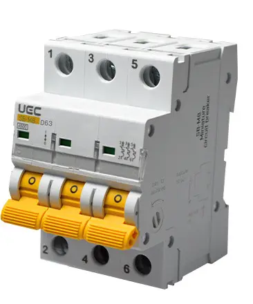 Автоматический выключатель UEC SB-M8 3P 63A D 4,5кA (MCB45-3-063-D) Автоматический выключатель UEC SB-M8 3P 63A D 4,5кA (MCB45-3-063-D)