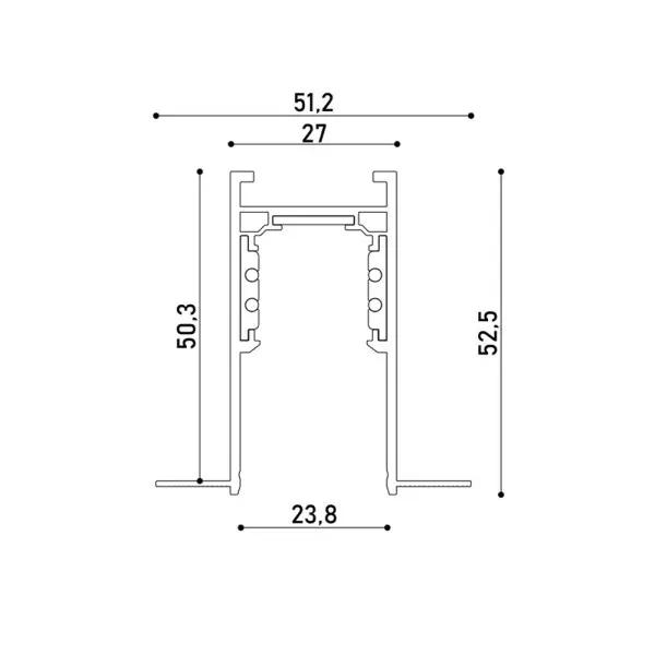 Магнитный трековый шинопровод врезной Kloodi KDMG-TRO 3M BK 48V 3м черный - фото №2