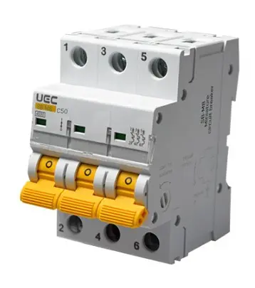 Автоматический выключатель UEC SB-M8 3P 50A C 4,5кA (MCB45-3-050-C)