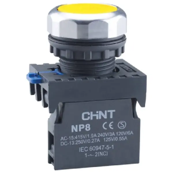 Кнопка Chint NP8-10BN/5 1NO желтая IP65 (667333)