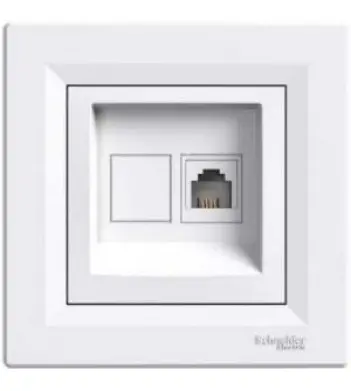 Розетка компьютерная одинарная RJ45 кат.5е STP белая Asfora, EPH5000121