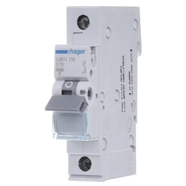Автоматичний вимикач Hager MBN116 6кА B 16A 1P