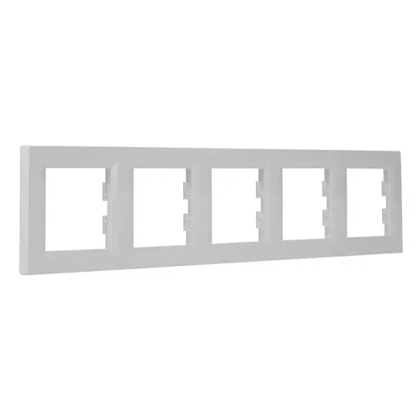 Рамка 5-местная горизонтальная белая Asfora, EPH5800521 - фото №1 Рамка 5-местная горизонтальная белая Asfora, EPH5800521 - фото №1