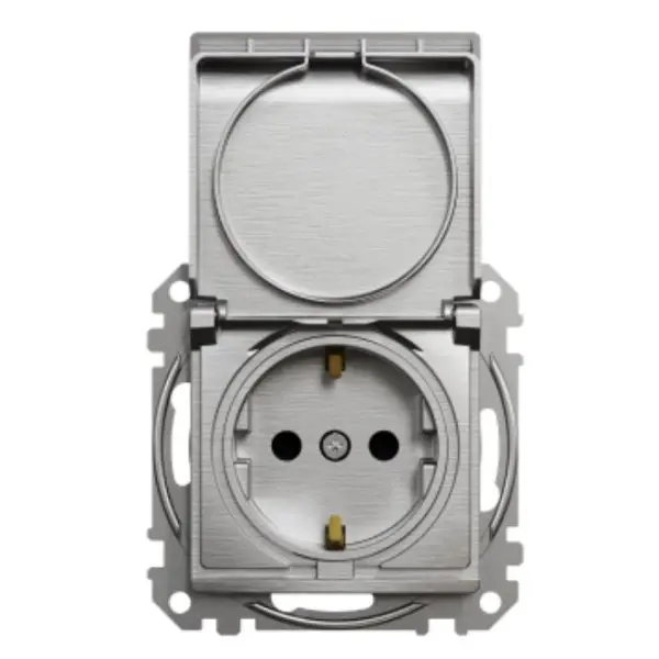 Розетка Schneider Electric Sedna Design & Elementsс заземлением шторками и крышкой матовый алюминий SDD170024 - фото №2 Розетка Schneider Electric Sedna Design & Elementsс заземлением шторками и крышкой матовый алюминий SDD170024 - фото №2