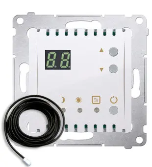 Терморегулятор для теплої підлоги Kontakt Simon Simon 54 Premium DTRNSZ.01/11 з дисплеєм та зовнішнім датчиком в комплекті (білий)