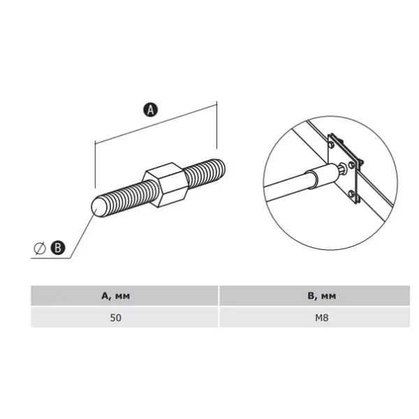 Прямой соединитель для молниезащиты DKC ND2421 М8/М8 - фото №1
