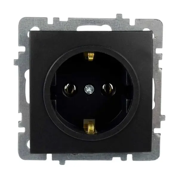 Розетка Nilson Touran чорний мат 1-на з заземленням без рамки ( 24380417 )