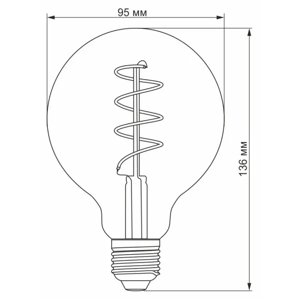 Димерная филаментная лампа Videx Filament G95FASD E27 5Вт 2200K (VL-G95FASD-05272) бронза - фото №2