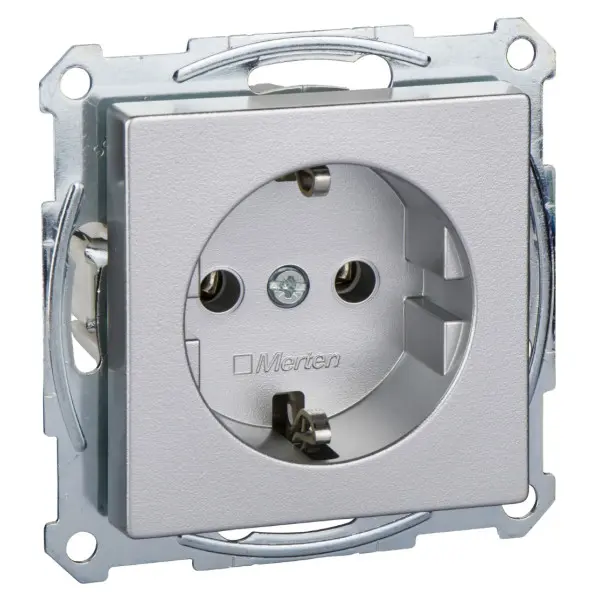 Механизм розетки SCHUKO с центр.платой алюминий 16А Merten, MTN2301-0460
