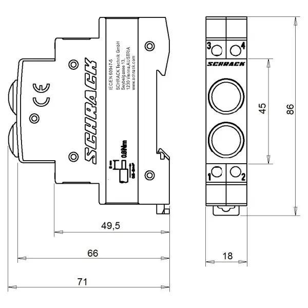 Подвійний модульний LED індикатор (червоний та зелений) Schrack AZ106808 230В AC - фото №2