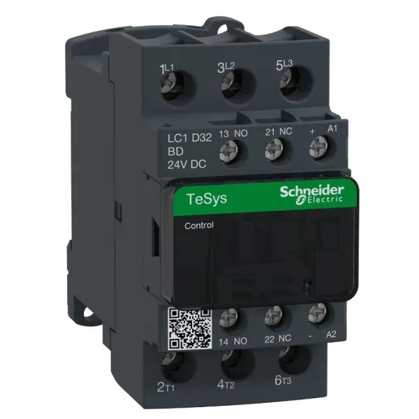 Контактор Schneider Electric LC1D32BD TeSys Deca 3Р, 32A, НВ+НЗ 24B обмежувач Контактор Schneider Electric LC1D32BD TeSys Deca 3Р, 32A, НВ+НЗ 24B обмежувач