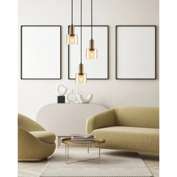 Подвесной светильник, люстра Italux PND-65342-3A-BRO+AMB Santia E27 3x40W IP20 янтарный - фото №1