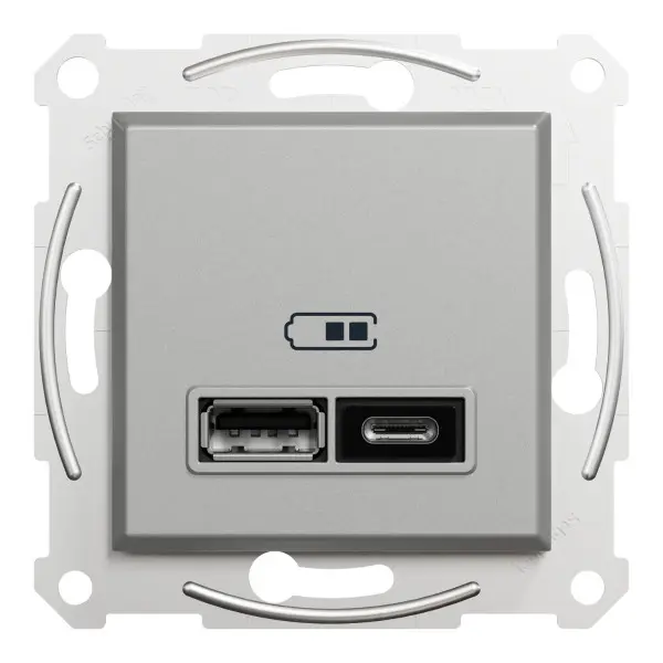 USB розетка Schneider Electric Asfora EPH2700361 USB/Type-C 2,4А алюминий - фото №4