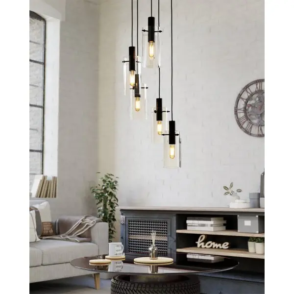 Подвесной светильник, люстра Eglo 97368 Montefino E27 5x60W IP20 черный - фото №1