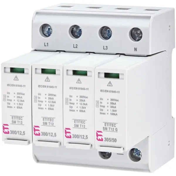 Ограничитель перенапряжения ETI 002440550 ETITEC SM T12 300/12.5 (3+1 4p TT TN-S)