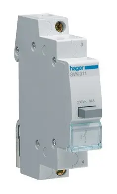 Кнопка в модульний щиток Hager SVN352, 16A 1НЗ + 1НЗ з фіксацією