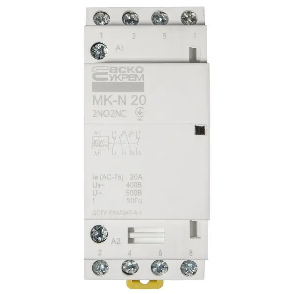 Модульный контактор Аско-Укрем MK-N 4P 20A 2NO+2NC (A0040030029) - фото №1 Модульный контактор Аско-Укрем MK-N 4P 20A 2NO+2NC (A0040030029) - фото №1