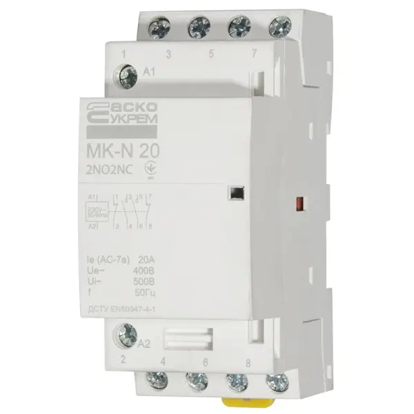 Модульный контактор Аско-Укрем MK-N 4P 20A 2NO+2NC (A0040030029) - фото №3 Модульный контактор Аско-Укрем MK-N 4P 20A 2NO+2NC (A0040030029) - фото №3