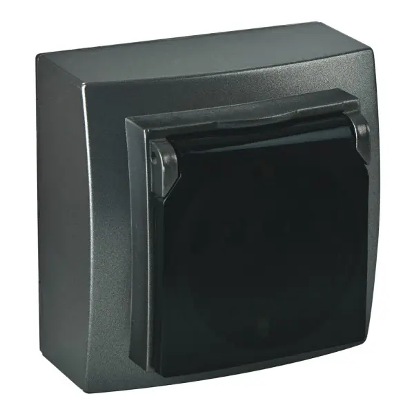 Розетка Nilson Themis антрацит 1-на з заземленням з кришкою ( 26161018 )