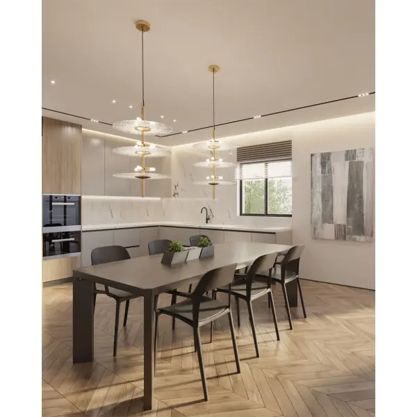 Подвесной светильник, люстра Pikart 27709 Sprinkled Glass Vertical G9 9x15W IP20 латунный - фото №1 Подвесной светильник, люстра Pikart 27709 Sprinkled Glass Vertical G9 9x15W IP20 латунный - фото №1