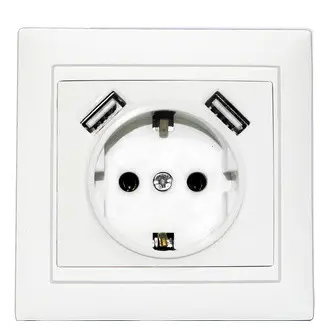 Розетка Elcor Emily 9215 (211594) с заземлением с 2 USB (белый) Розетка Elcor Emily 9215 (211594) с заземлением с 2 USB (белый)