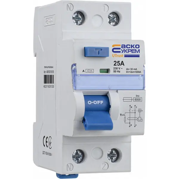 УЗО Аско-Укрем UTrust 1P+N 25А 30мА А (A0010210135)