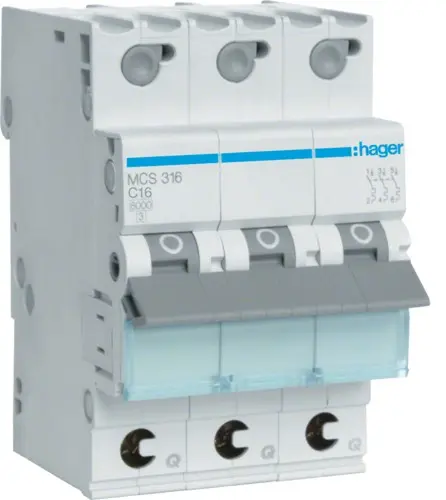 Автоматичний вимикач Hager MCS316 QC 6кА C 16A 3P