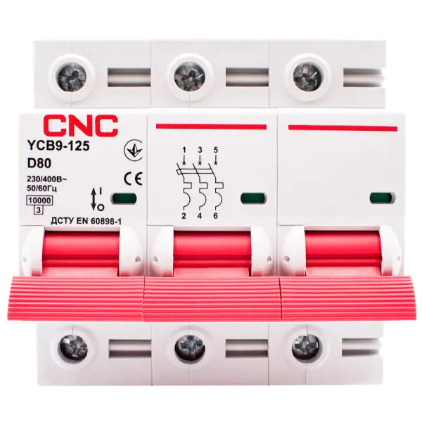 Автоматический выключатель CNC YCB9-125 3Р 80А 10kA D