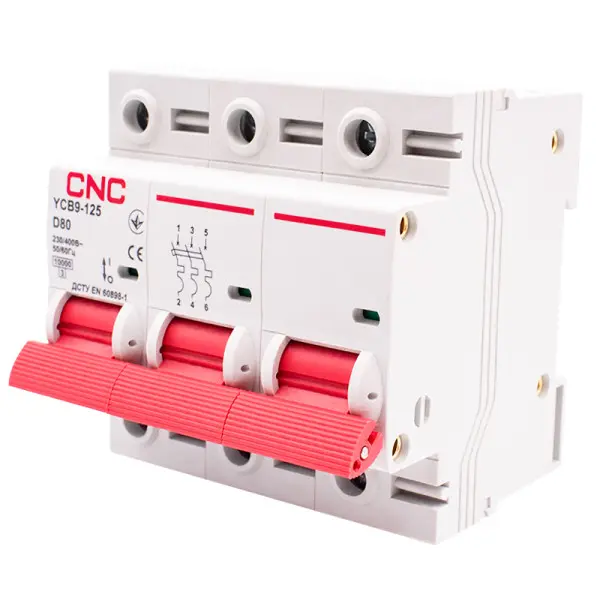 Автоматический выключатель CNC YCB9-125 3Р 80А 10kA D - фото №1
