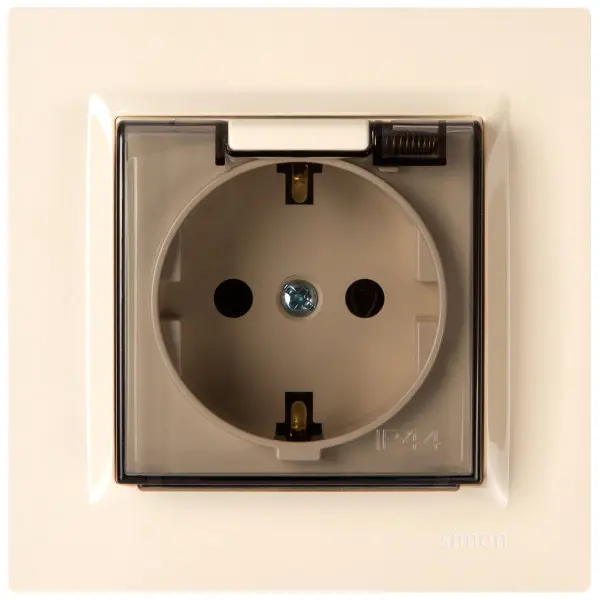 Розетка із з/к із кришкою Simon 10 крем - фото №1