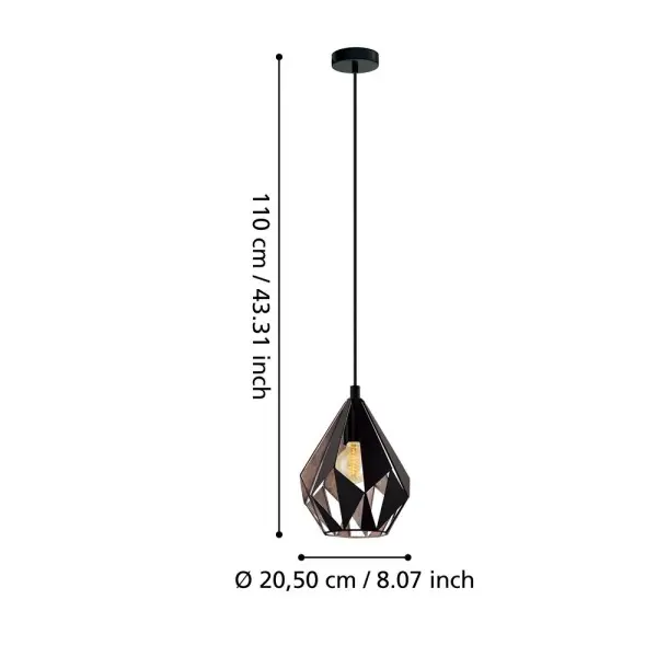 Подвесной светильник, люстра Eglo 49997 Carlton E27 1x60W IP20 черный - фото №4 Подвесной светильник, люстра Eglo 49997 Carlton E27 1x60W IP20 черный - фото №4