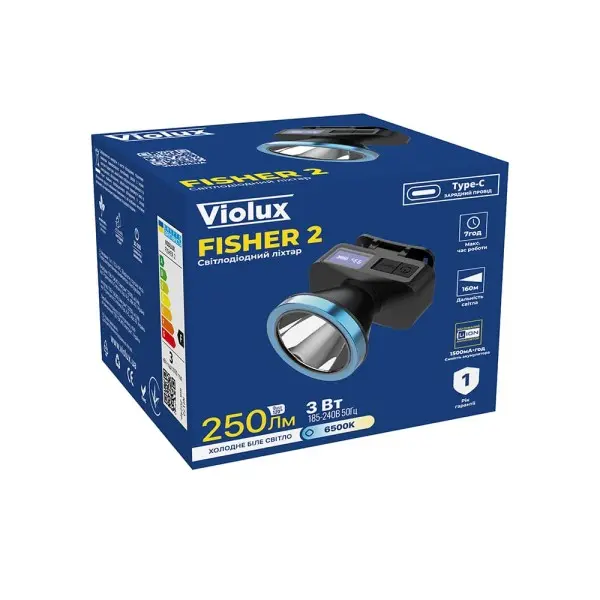 Фонарик FISHER 2 LED 3W 250Lm на голову 7 год. Violux ( 360304 ) - фото №2