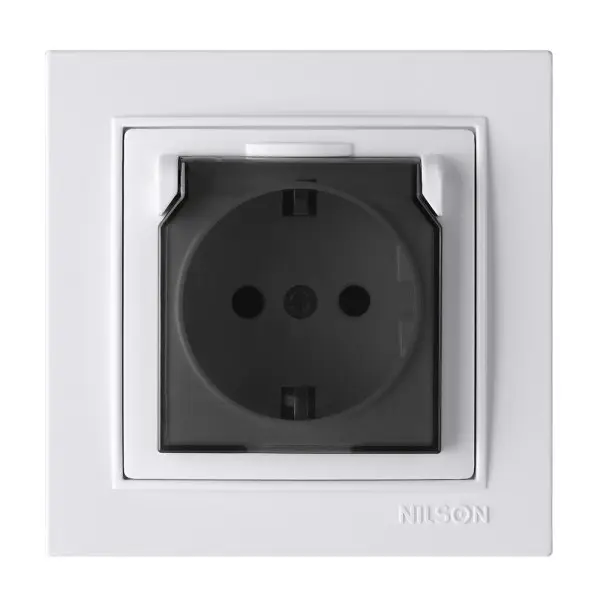 Розетка Nilson Thor біла 1-на з заземленням з кришкою ( 27111018 )