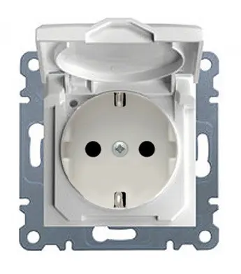 Розетка з кришкою, WL1150 Lumina-2, біла, Hager