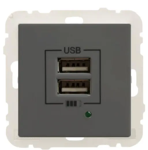Розетка Logus 45439 TIS USB Charger type "A" 2А (сірий)