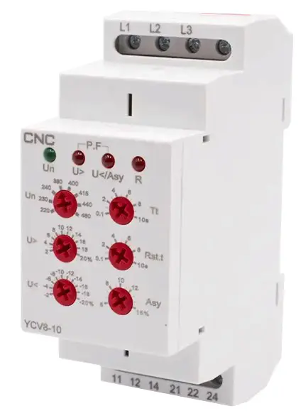 Реле контролю напруги CNC YCV8-10 M460 L1-L2-L3 АС 220-460В 2СО 8А АС1 250В/DC 24В (Б00045683)