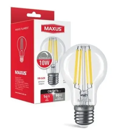 Філаментна світлодіодна лампа Maxus A60 FM 220Вт E27 Clear DIM (1-MFM-765) - фото №1
