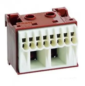 Блок фазних клем Hager KN10P 2x16мм2+8x4мм2