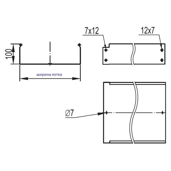 Неперфорированный лоток 100х100х3000мм DKC 35101 - фото №1