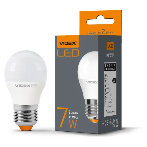 Світлодіодна лампа Videx G45e E27 7Вт 3000K (VL-G45e-07273) - фото №1