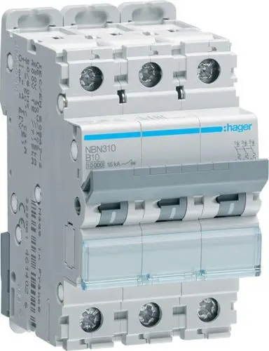 Автоматичний вимикач Hager NBN310 3P 10кА B-10A 3M