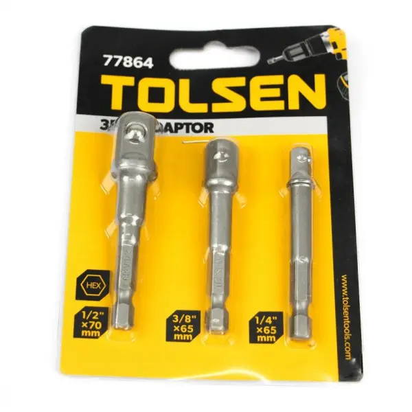 Комплект адаптерів для головок Tolsen (77864) 1/4", 3/8" x65мм 1/2" x70мм (3шт)