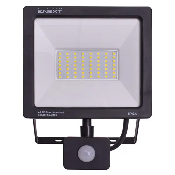 Светодиодный прожектор E.Next e.LED.flood.stand.sensor.50.6000 50Вт 6000К с датчиком движения - фото №1