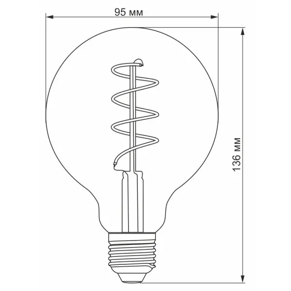 Диммируемая филаментная лампа Videx Filament G95FGD E27 4Вт 2100K (VL-G95FGD-04272) графит - фото №2