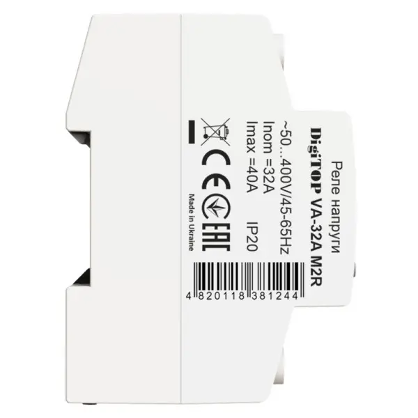 Реле напруги DigiTOP VA-32A M2R (червоний індикатор) - фото №2