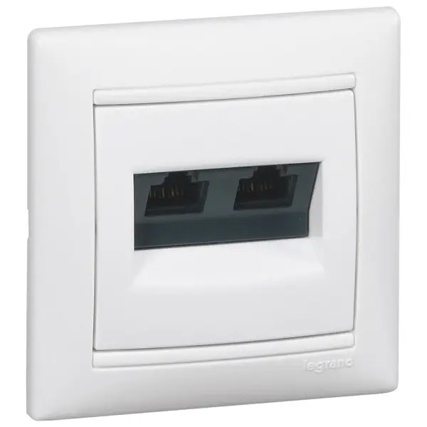Механизм розетки компьютерной 2xRJ-45 UTP Cat.5e Valena белый - фото №1